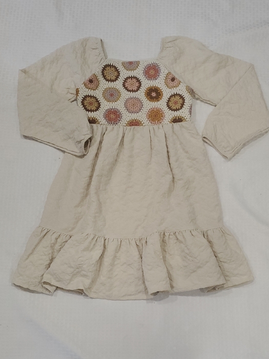 LC Lauren Conrad Other - LC Lauren Conrad Cream Dress with Multicolor Crochet Yoke